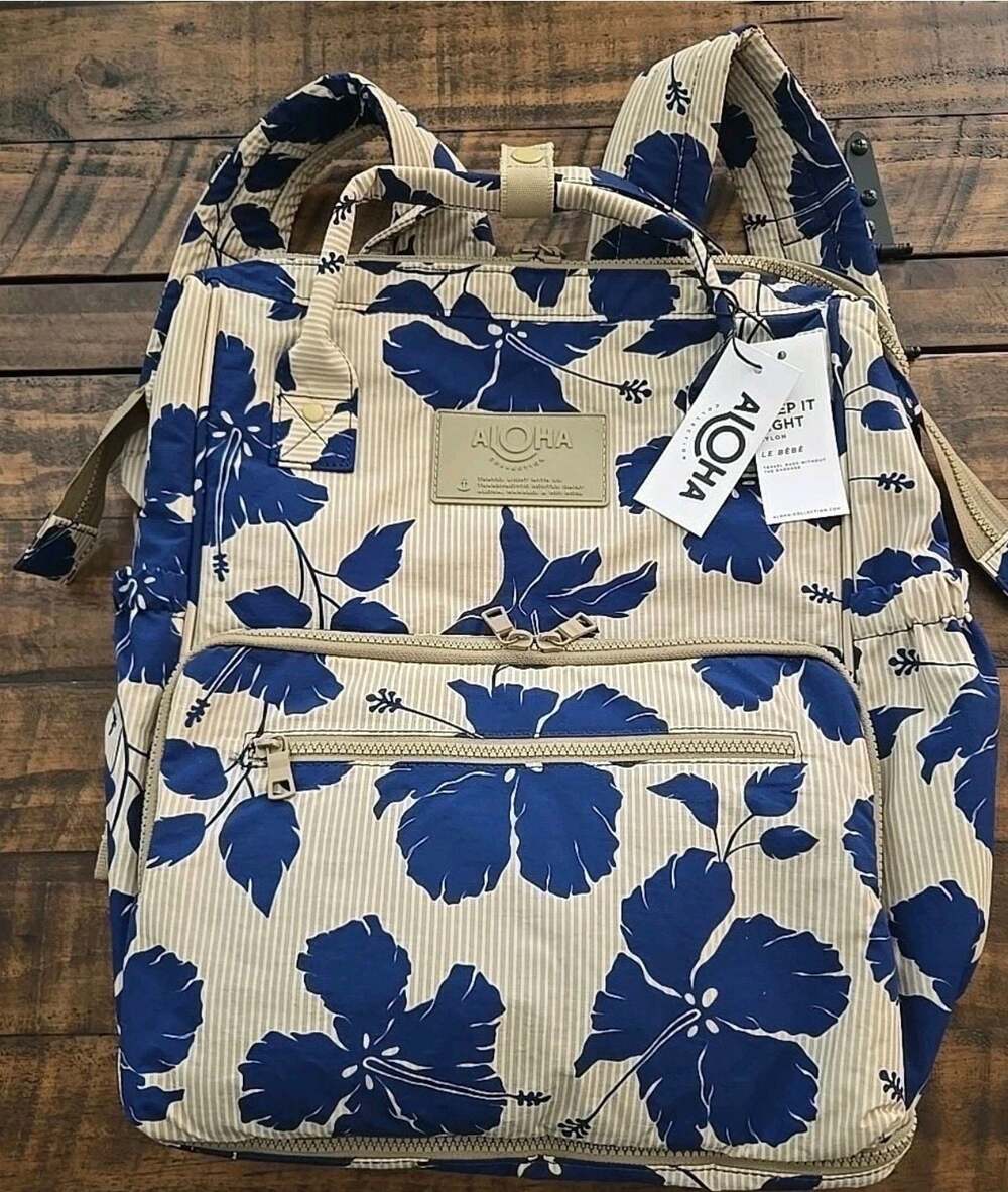 ALOHA Collection Le Bébé Diaper Bag in Salina Tiny Stripe Navy - Picture 3 of 7